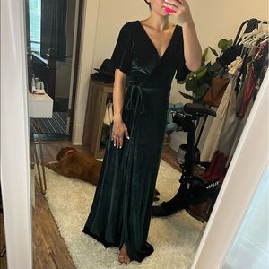 Baltic Born emerald green velvet maxi dress